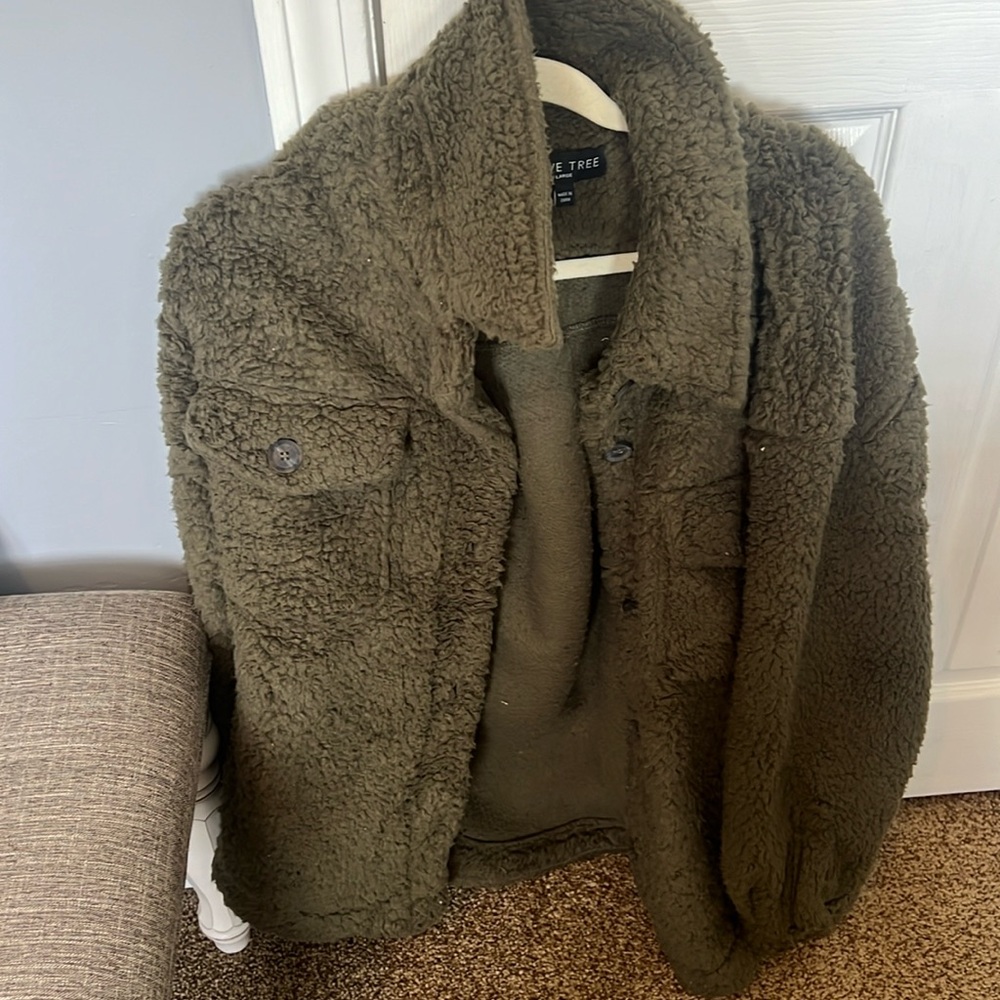 Green fuzzy jacket